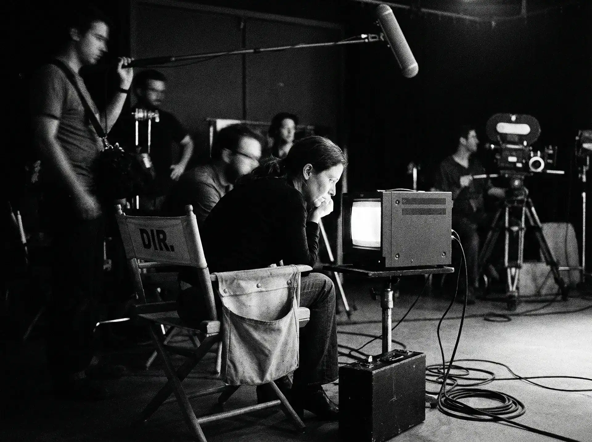 独立电影 导演在监视器前审看素材